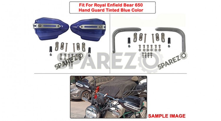 Fit For Royal Enfield Bear 650 Tinted Blue Color Hand Guard Kit - SPAREZO